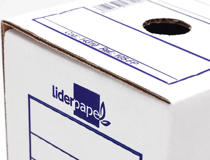 Liderpapel Caja archivo definitivo 104 folio tamaño Folio, Cartón Reciclado 325g/m2, Lomo 100 mm, Blanco, Dimensiones 365x100x251 mm