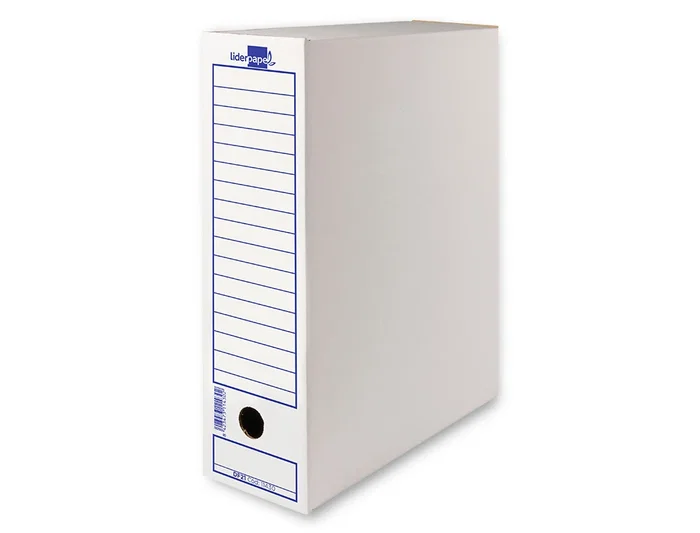 Liderpapel Caja archivo definitivo 104 folio tamaño Folio, Cartón Reciclado 325g/m2, Lomo 100 mm, Blanco, Dimensiones 365x100x251 mm