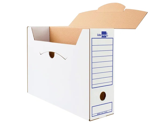 Liderpapel Caja archivo definitivo 104 folio tamaño Folio, Cartón Reciclado 325g/m2, Lomo 100 mm, Blanco, Dimensiones 365x100x251 mm