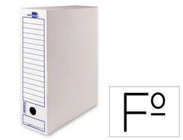 Liderpapel Caja archivo definitivo 104 folio tamaño Folio, Cartón Reciclado 325g/m2, Lomo 100 mm, Blanco, Dimensiones 365x100x251 mm