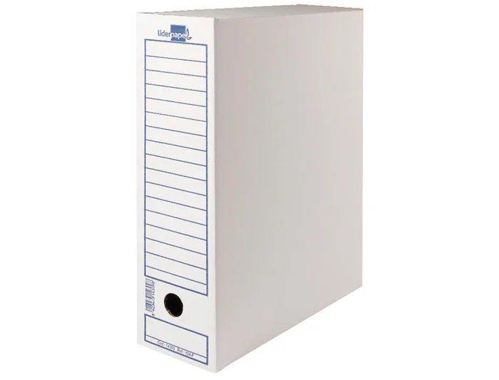 Liderpapel Caja archivo definitivo 104 folio tamaño Folio, Cartón Reciclado 325g/m2, Lomo 100 mm, Blanco, Dimensiones 365x100x251 mm