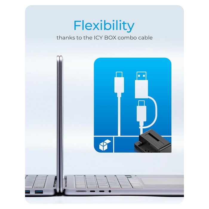ICY BOX IB-2914MSCL-C31 Docking Station Clonadora para M.2 NVMe SSD y 3.5"/2.5" SATA HDD/SSD, USB-C 10 Gb/s, Plug and Play, Negro