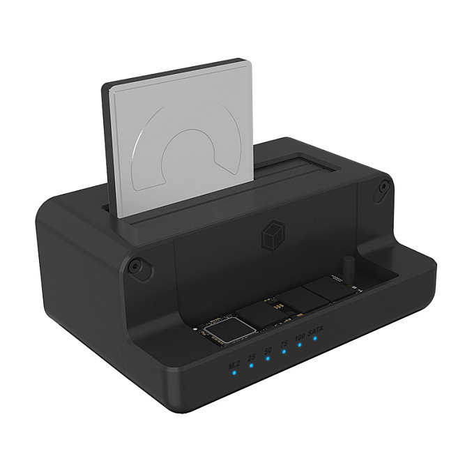 ICY BOX IB-2914MSCL-C31 Docking Station Clonadora para M.2 NVMe SSD y 3.5"/2.5" SATA HDD/SSD, USB-C 10 Gb/s, Plug and Play, Negro