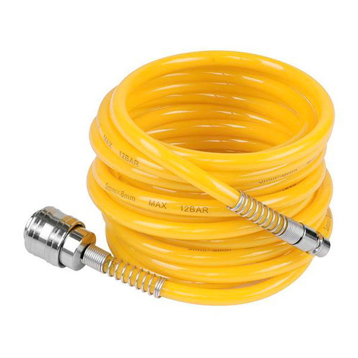 Powerplus Accesorios Compresor Básico, Juego 5 Piezas - Pistola Pintar, Inflar, Espuma, Aire y Manguera 5m, ¼ Pulg Euro