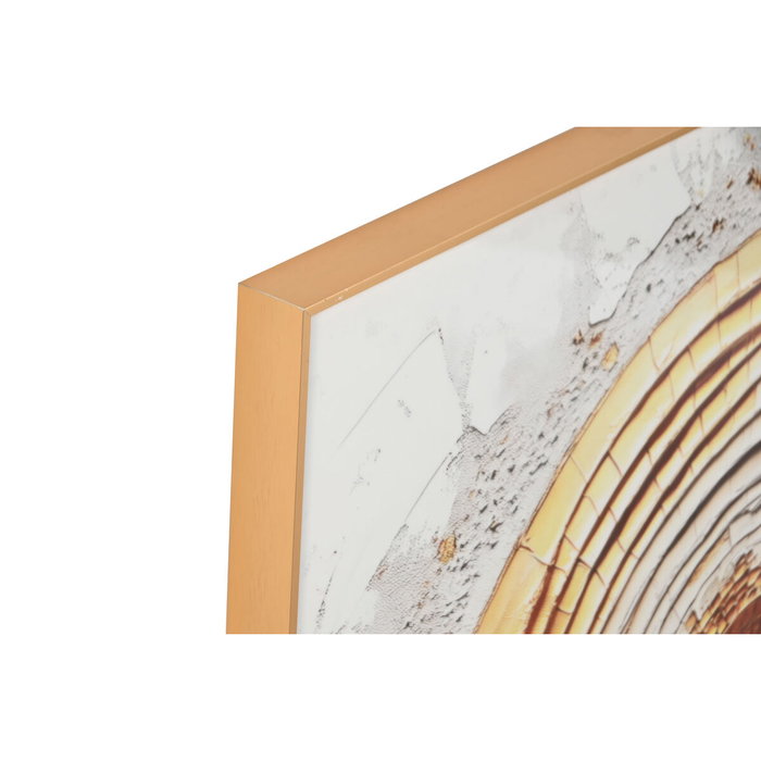 DKD Home Decor Set de 2 Cuadros de Aluminio y MDF con Diseño de Círculo, Blanco y Dorado