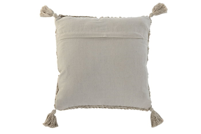 DKD Home Decor India 1c24 Cojín Boho 45 x 45 cm Algodón Yute (2 Unidades) Hecho a Mano