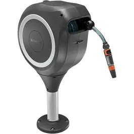 Gardena RollUp M Enrollador de Manguera Automático para Terraza, Blanco, Longitud 20 m, Manguera 13 mm