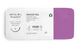 kruuse Sutura Pga 3-0 70 cm Aguja 26 mm 1/2 Edonda Punta Cónica Violeta (12 Unidades)