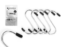 Kinvara Set de 5 Ganchos Metálicos Pequeños de Acero en Color Plata - Dimensiones: 10.5 x 18 x 2.5 cm, Gancho de 7 cm (Set de 24)