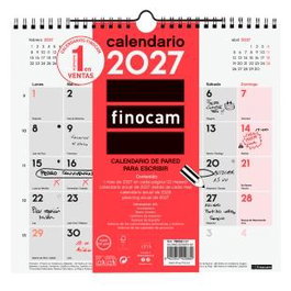 Finocam Calendario de Pared 2027 de 12 Meses Neutro