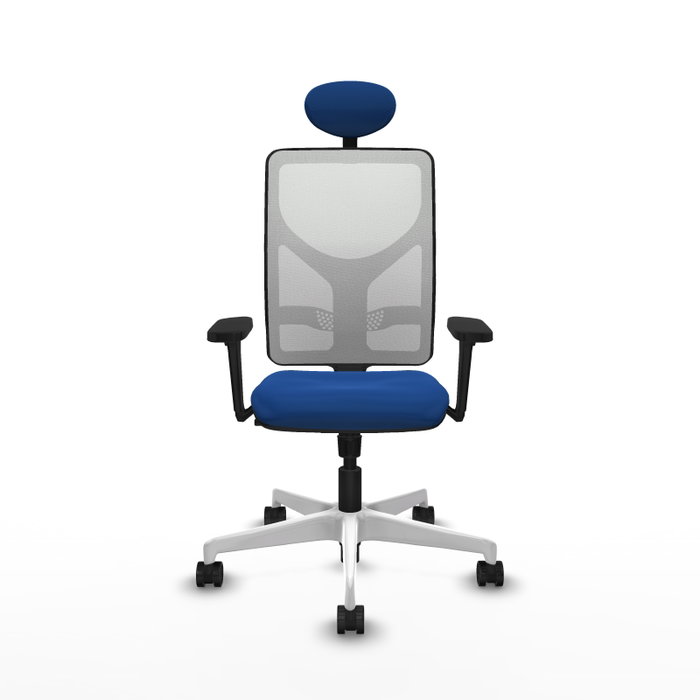 PIQUERAS Y CRESPO Silla de oficina Motilla con mecanismo Sincro, Azul y Blanco