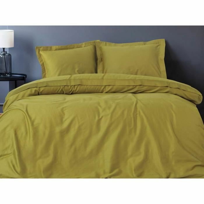 AUCUNE Juego de cama de algodón satén Verde (1 funda nórdica 220x240 cm + 2 fundas de almohada 60x60 cm)