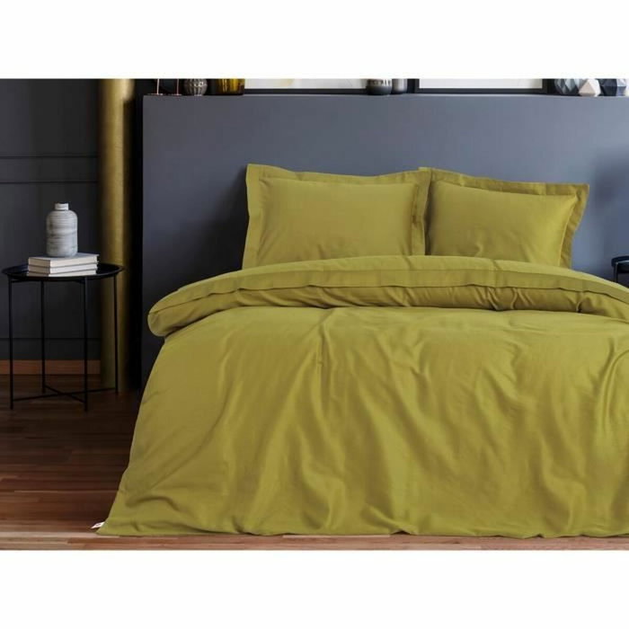 AUCUNE Juego de cama de algodón satén Verde (1 funda nórdica 220x240 cm + 2 fundas de almohada 60x60 cm)