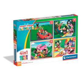 Clementoni 21755 - Puzzle Pro 4 en 1 Disney La Casa de Mickey Mouse - 12, 16, 20 y 24 Piezas Progresivas - A Partir de 3 Años