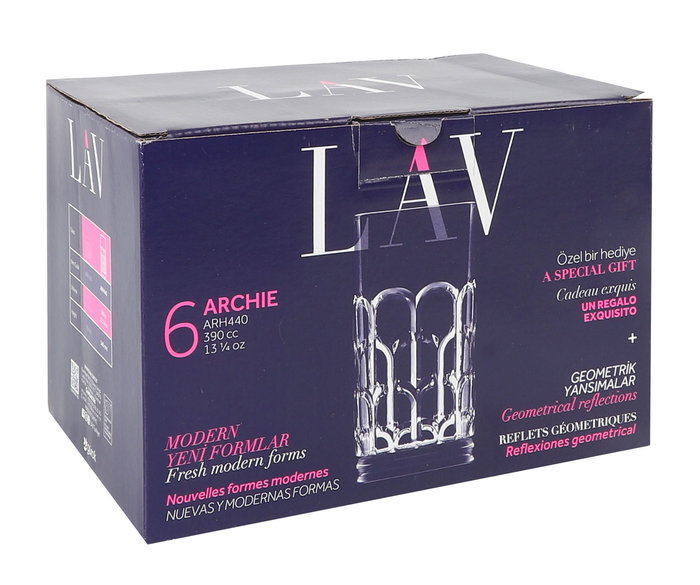 LAV Set 6 Vasos "Archie" 390 cc (4 Cajas)