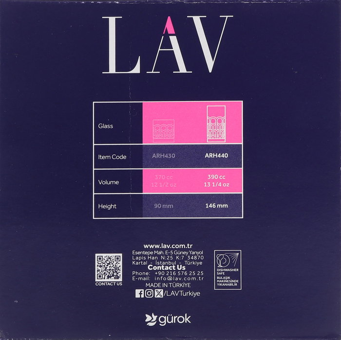 LAV Set 6 Vasos "Archie" 390 cc (4 Cajas)