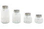 DKD Home Decor Set de 4 Botes de Cristal Azul y Blanco