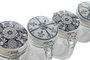 DKD Home Decor Set de 4 Botes de Cristal Azul y Blanco