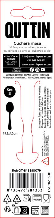 Quttin Set de 3 Cucharas de Mesa Classic 2mm