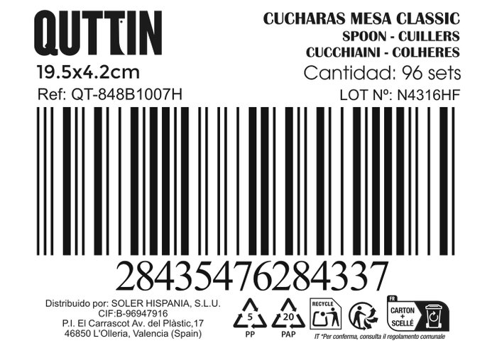 Quttin Set de 3 Cucharas de Mesa Classic 2mm