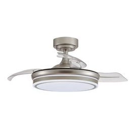 Cristalrecord Moss Ventilador de Techo LED con Aspas Retráctiles, Níquel