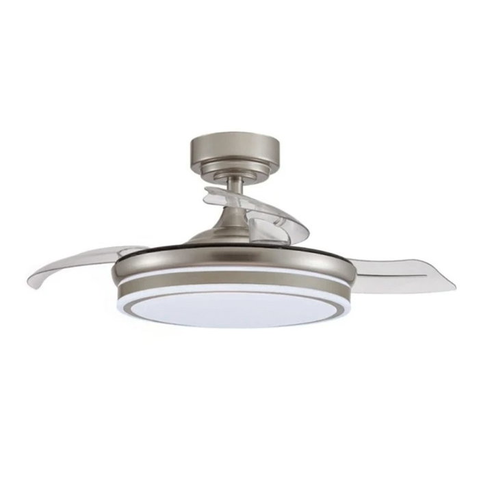 Cristalrecord Moss Ventilador de Techo LED con Aspas Retráctiles, Níquel Cristalrecord Moss Ventilador de Techo LED con Aspas Retráctiles, Níquel
