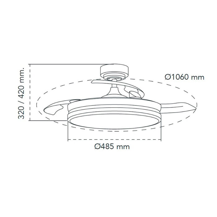 Cristalrecord Moss Ventilador de Techo con Aspas Retráctiles Níquel