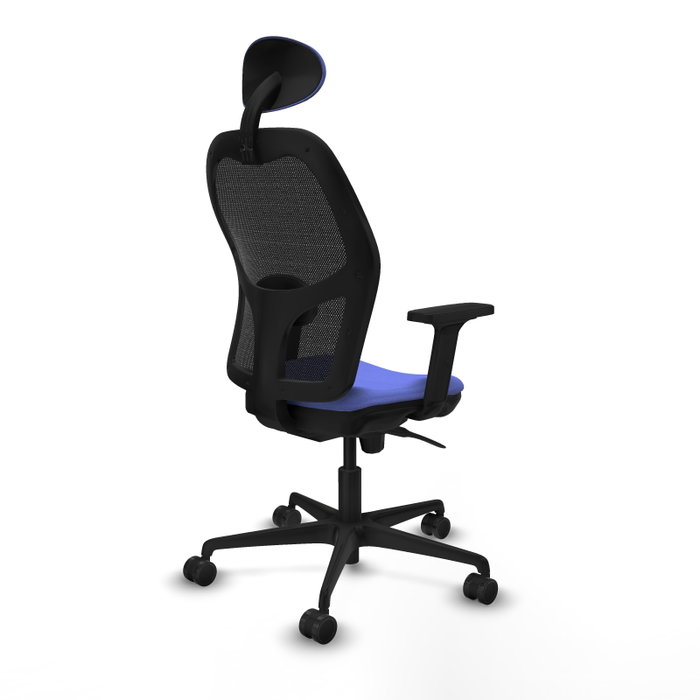 PIQUERAS Y CRESPO Silla de oficina Jorquera con mecanismo sincro, tela azul claro y malla negra