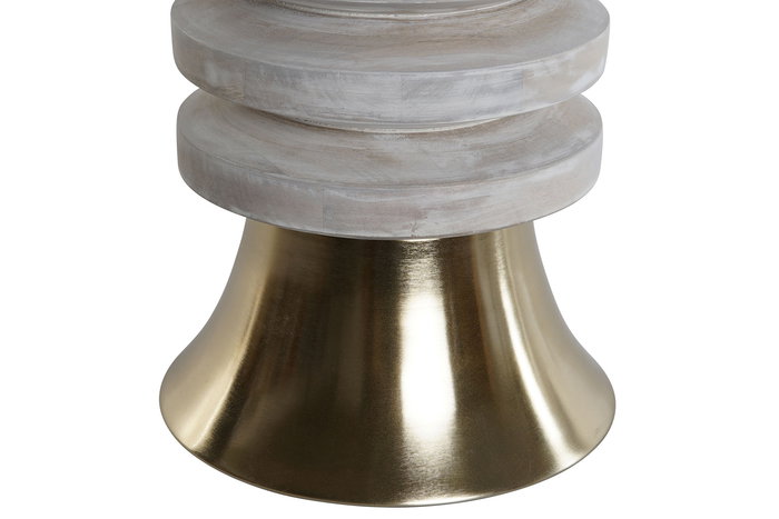 DKD Home Decor Mesita Auxiliar Dorado Blanco Rozado Metal Madera 41 x 53 x 41 cm