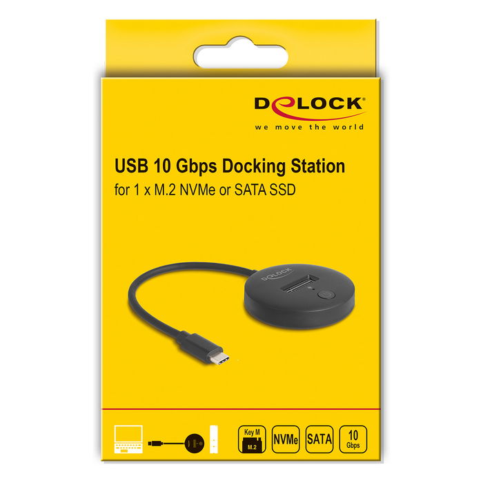 DeLOCK Docking Station M.2 para SSD NVMe y SATA, USB-C 3.2 Gen 2 (10 Gbps)