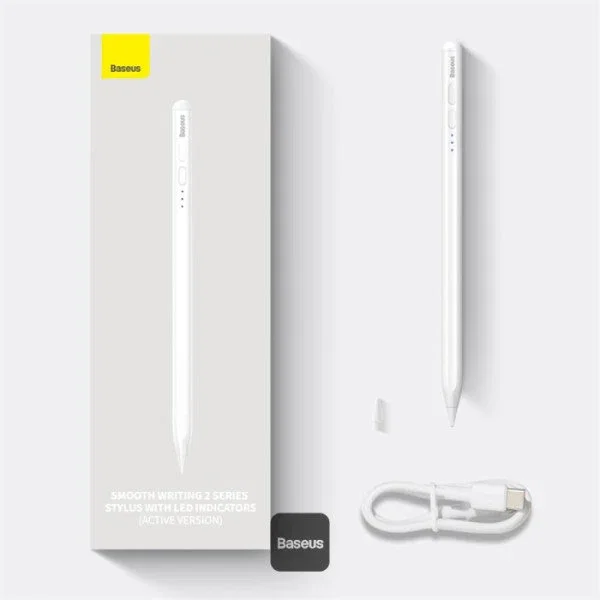 Baseus Stylus 2 Series con Indicador - Lápiz Táctil para Tablet, Color Blanco