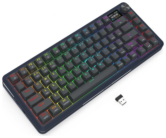 Redragon Flekact K708-RGB-PRO Teclado Mecánico Inalámbrico para Gaming Layout Polaco 81 Teclas Retroiluminación RGB Negro