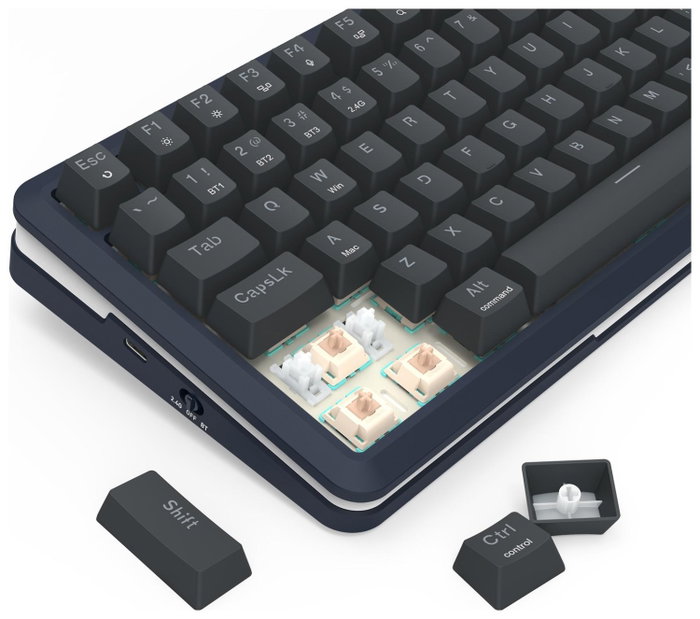 Redragon Flekact K708-RGB-PRO Teclado Mecánico Inalámbrico para Gaming Layout Polaco 81 Teclas Retroiluminación RGB Negro