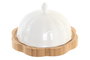DKD Home Decor Mantequillera Porcelana Bambu Blanco Natural 17.5 x 10 x 17.5 cm (2 Unidades)
