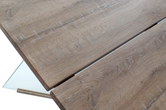DKD Home Decor Mesa Comedor Scandi Marron y Transparente Cristal y MDF 90 x 76 x 180 cm DKD Home Decor Mesa Comedor Scandi Marron y Transparente Cristal y MDF 90 x 76 x 180 cm