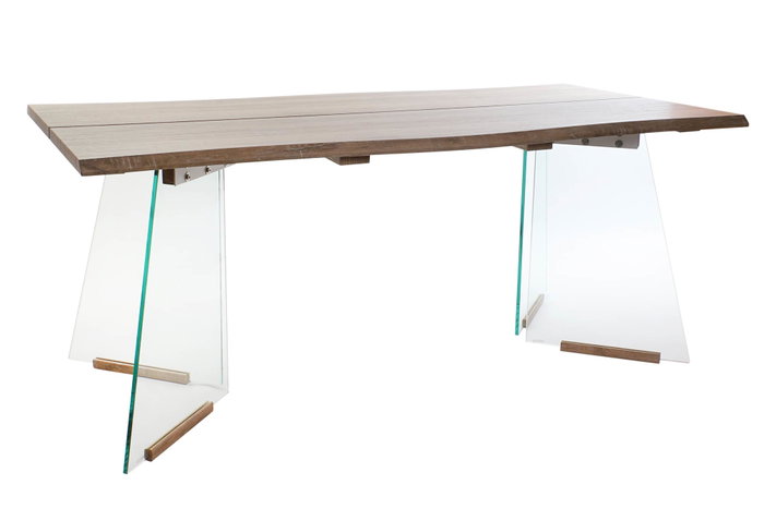 DKD Home Decor Mesa Comedor Scandi Marron y Transparente Cristal y MDF 90 x 76 x 180 cm DKD Home Decor Mesa Comedor Scandi Marron y Transparente Cristal y MDF 90 x 76 x 180 cm