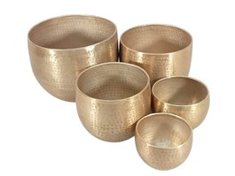 DKD Home Decor Set de 5 Maceteros de Aluminio Dorado 35x35x29,5 cm