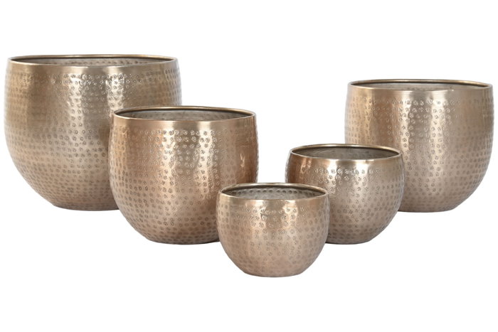 DKD Home Decor Set de 5 Maceteros de Aluminio Dorado 35x35x29,5 cm