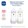 Mam Set de 2 Biberones Easy Start Anticólico 260 ml Tetina Flow 2 Lila + Arena MAM9001616836572