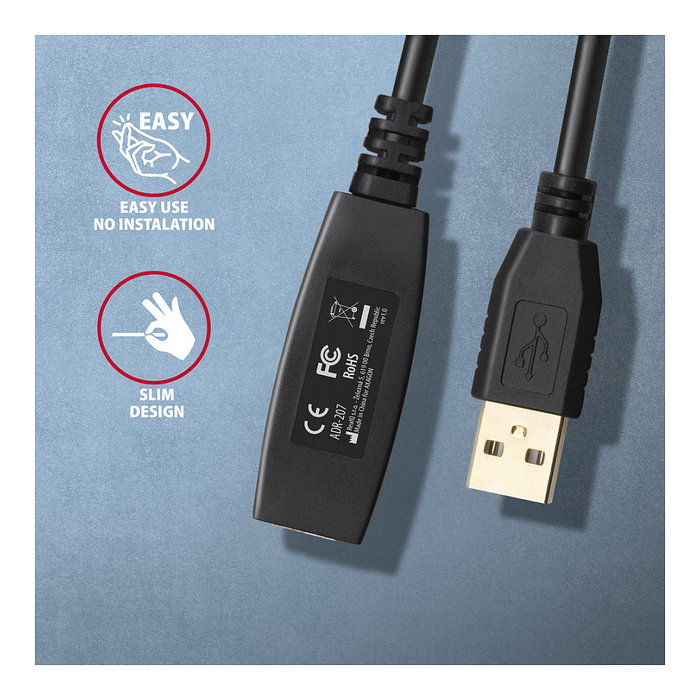 Axagon ADR-207 Cable extensor y repetidor USB 2.0 de 7,5m Axagon ADR-207 Cable extensor y repetidor USB 2.0 de 7,5m