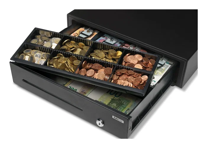 Safescan LD-4141 Cajón de Efectivo Electrónico Metálico Negro - 4 Billetes, 8 Monedas, 410 mm, 12V