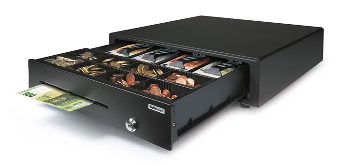 Safescan LD-4141 Cajón de Efectivo Electrónico Metálico Negro - 4 Billetes, 8 Monedas, 410 mm, 12V