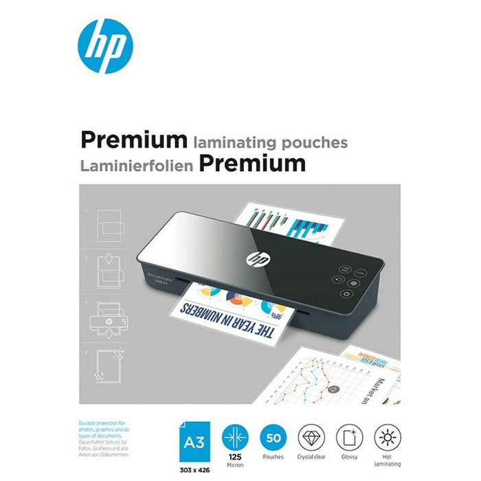 HP Premium Bolsas Plastificadoras A3 125 Micras 50 unidades HP Premium Bolsas Plastificadoras A3 125 Micras 50 unidades