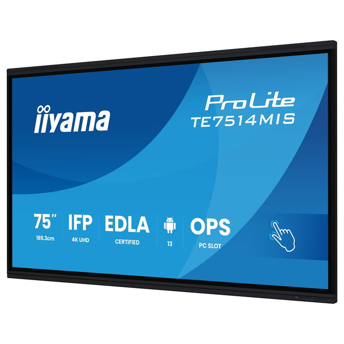 iiyama ProLite TE7514MIS-B2AG 189,3cm/75" 4K UHD VA Touch 8ms 60Hz 24/7 4xHDMI DP USB-C LAN WiFi 4x54W Speaker Black iiyama ProLite TE7514MIS-B2AG 189,3cm/75" 4K UHD VA Touch 8ms 60Hz 24/7 4xHDMI DP USB-C LAN WiFi 4x54W Speaker Black