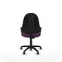 Silla de oficina Algarra con mecanismo Contacto permanente básico tapizada con Similpiel color Morado. Equipada con Base poliamida negra, Brazos fijosy Topes