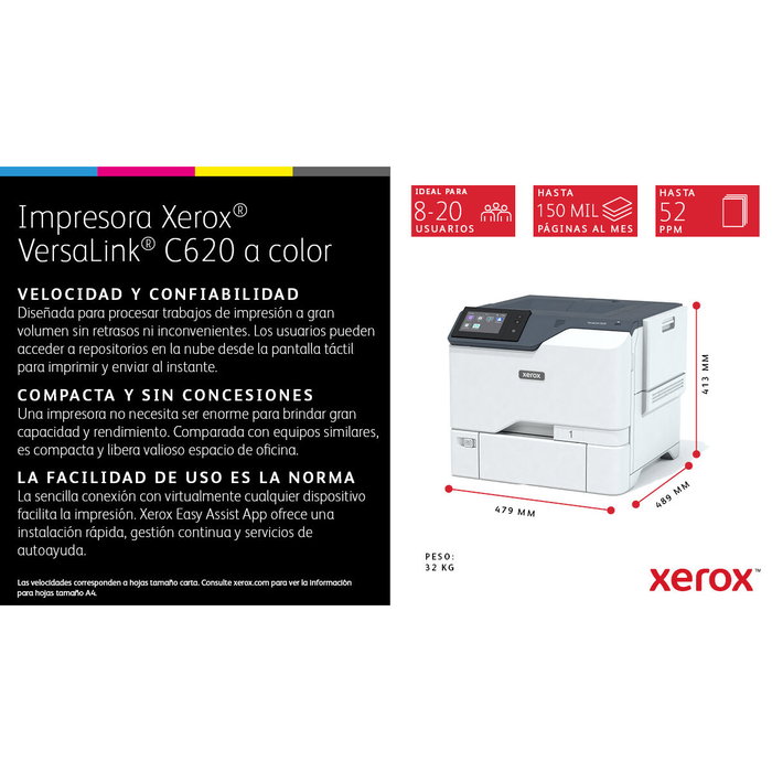Xerox VersaLink C620V_DN Impresora Láser Color con Pantalla Táctil de 5 pulgadas