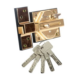 Lince Cerrojo Alta Seguridad 7930r 97930rhl Hierro Latonado Sobreponer Anti-bumping Anti-taladro Anti-torsion