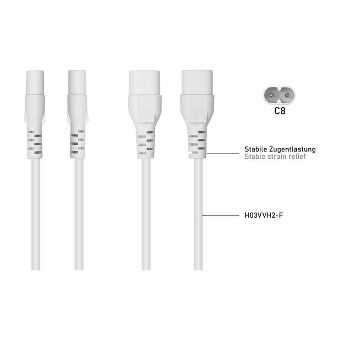 Kabelmeister Adaptador de extensión Euro C8 a C7 de 20 cm Kabelmeister Adaptador de extensión Euro C8 a C7 de 20 cm