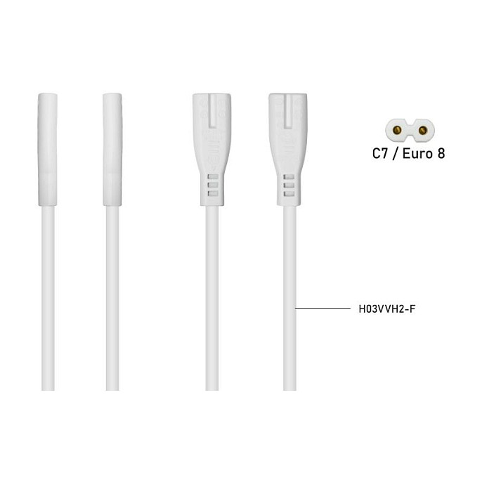 Kabelmeister Adaptador de extensión Euro C8 a C7 de 20 cm Kabelmeister Adaptador de extensión Euro C8 a C7 de 20 cm