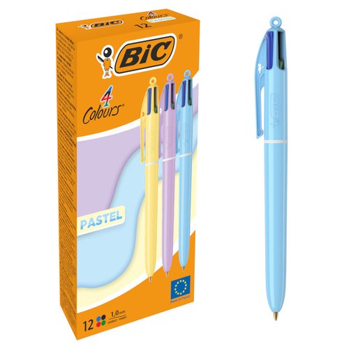 Bic Bolígrafo 4 Colores Cuerpo Pastel Surtidos Caja 12 Unidades Bic Bolígrafo 4 Colores Cuerpo Pastel Surtidos Caja 12 Unidades
